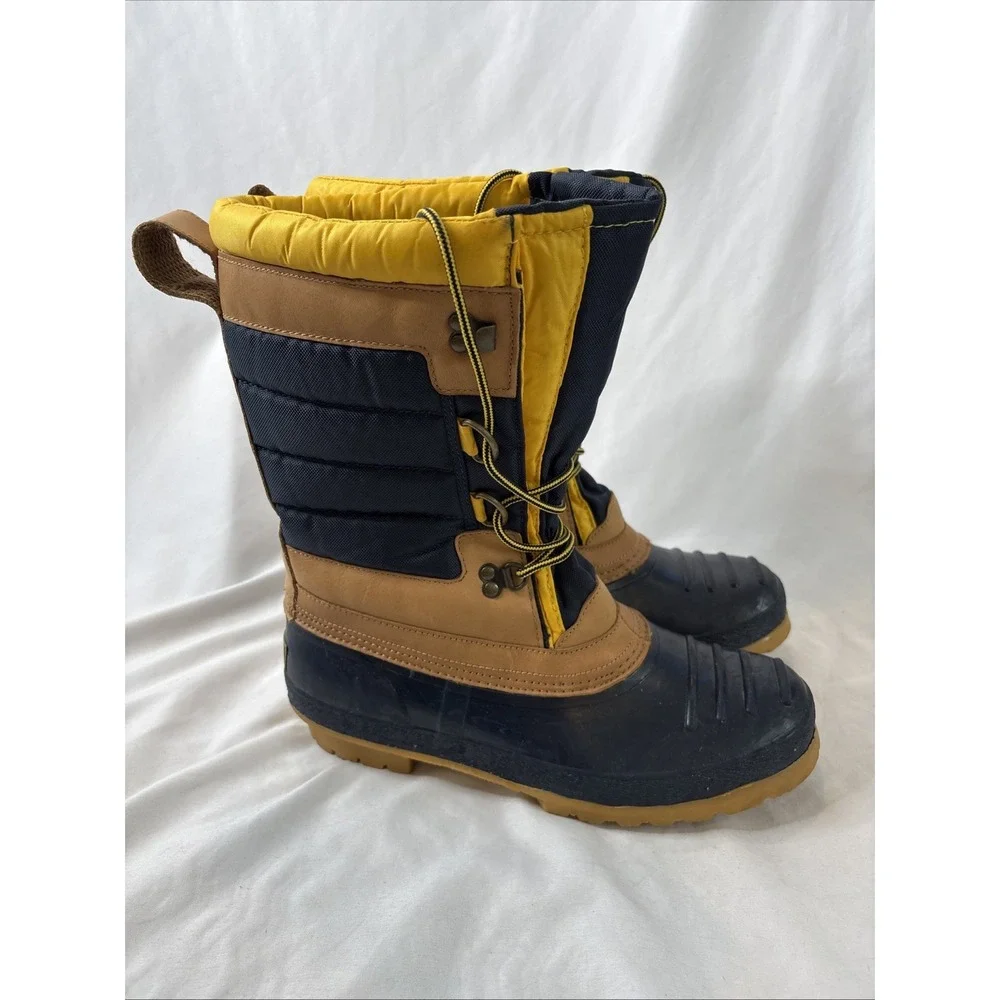 Lands' End Men's 10D‎ Waterproof Snow Rain Duck Boots Sherpa Lined Blue Yellow - Picture 5 of 10